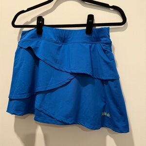 KIAVA Blue Mini Skater Skirt with Ruffled Layers